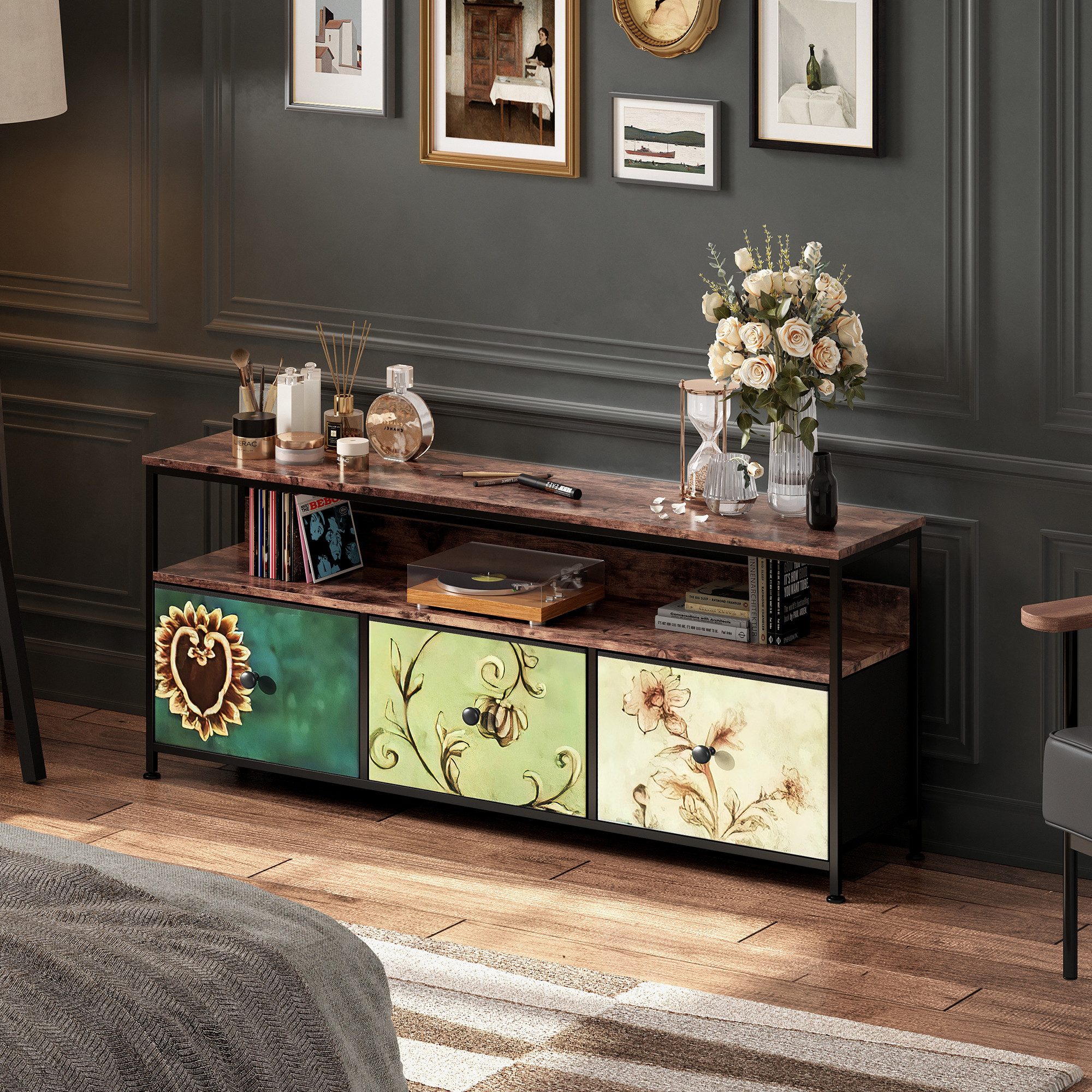FUROKOY Lowboard TV-Schrank mit LED-Beleuchtung (Fernsehschrank günstig online kaufen
