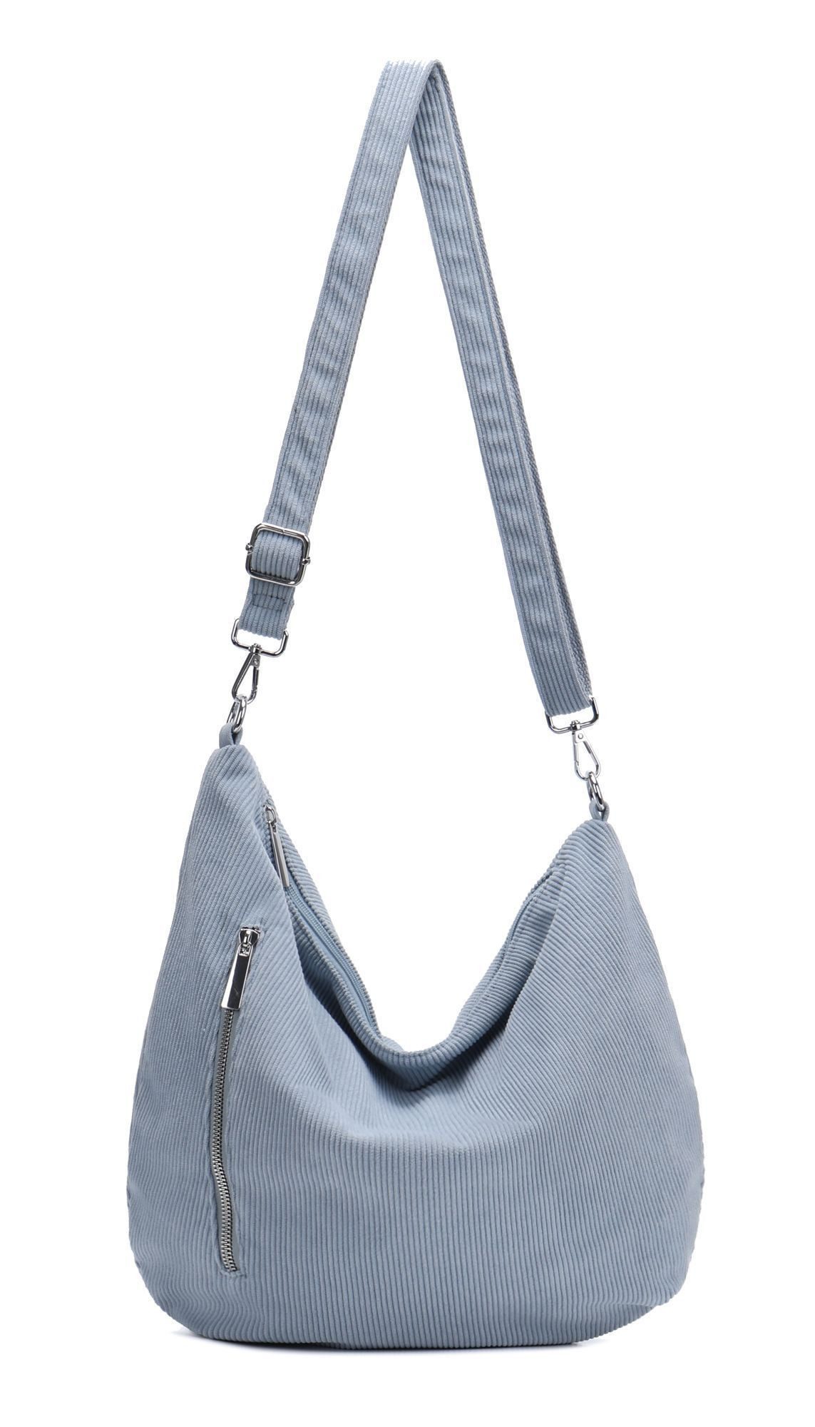 Schultertasche Damen Halbmond Tasche aus Cord CrossOver Body Bag Umhängetasche