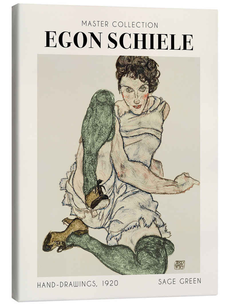 Posterlounge Leinwandbild Egon Schiele, Hand Drawings, 1920, Wohnzimmer Modern Illustration