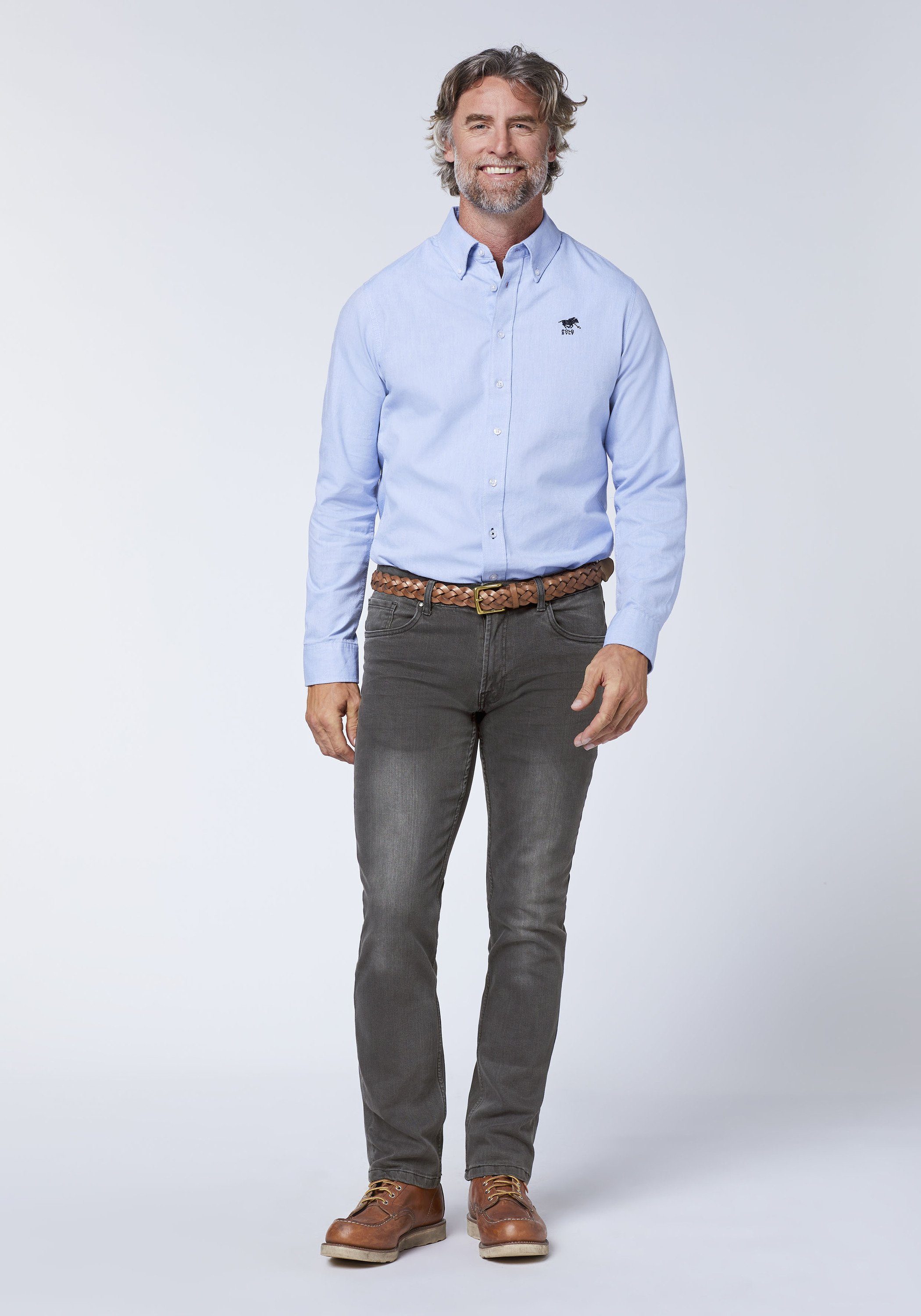 Oklahoma Jeans Straight-Jeans aus hellgrauem Denim (1-tlg)