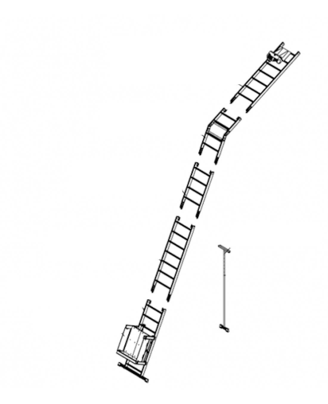 TRIZERATOP Anlegeleiter Dachdeckeraufzug mit 12m (Dachdeckeraufzug Transportwagen) Solarpanel Schlitten Länge Länge 12m