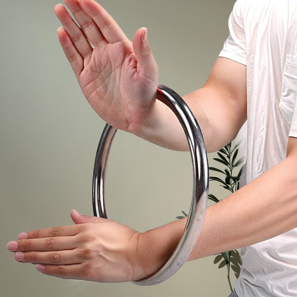 BAY-Sports Trainingsring Metall Ring Wing Tsun Kung Fu Tai Chi Sau Übungsring Edelstahl (Kung Fu Training, Stück), Durchmesser innen 20,5 cm, Silber Steel, Für Grifftechnikübungen