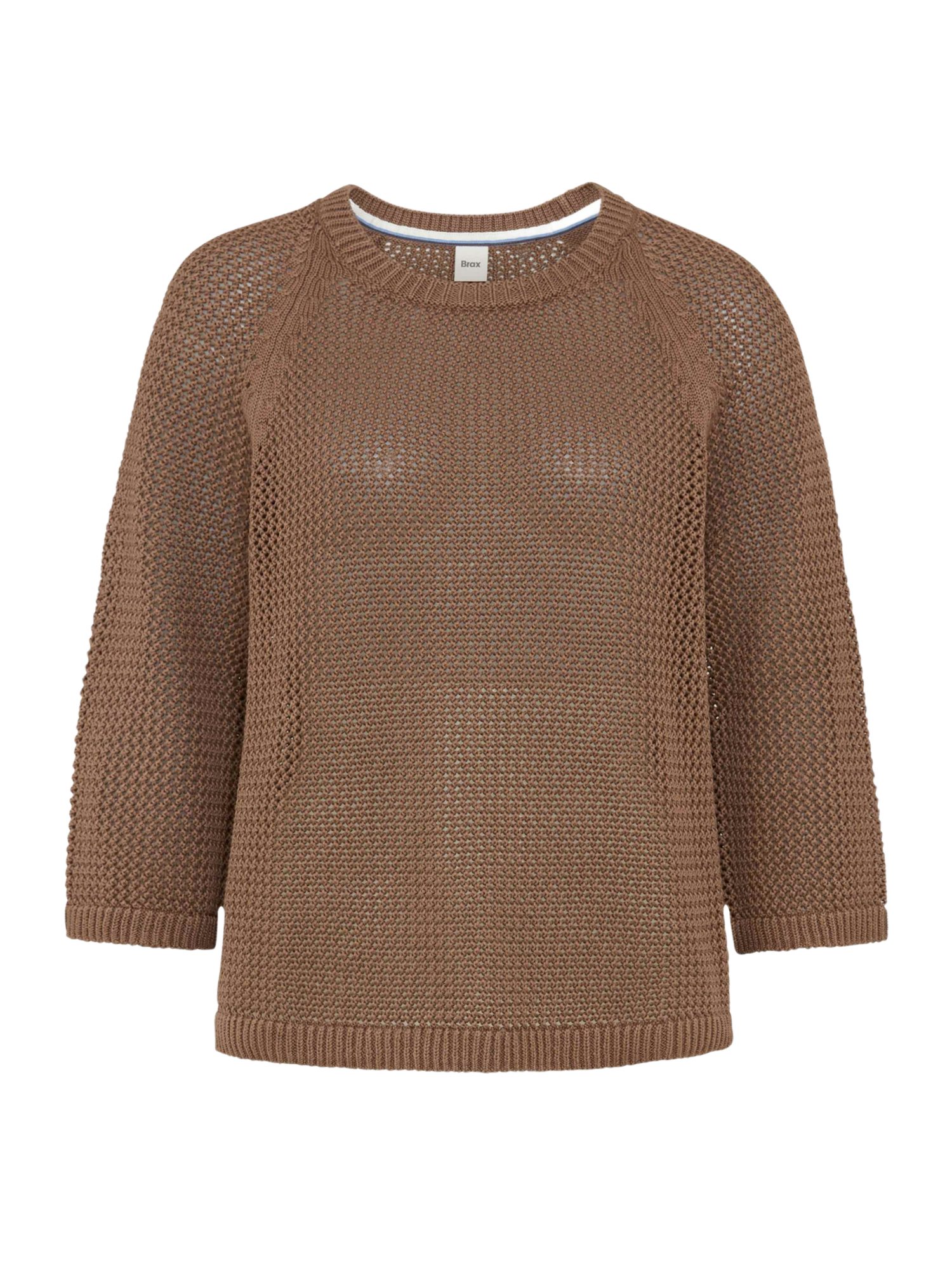 Brax Strickpullover braun,Casual,Baumwolle,Unifarben,Rundhals,3/4 Arm,Gerade