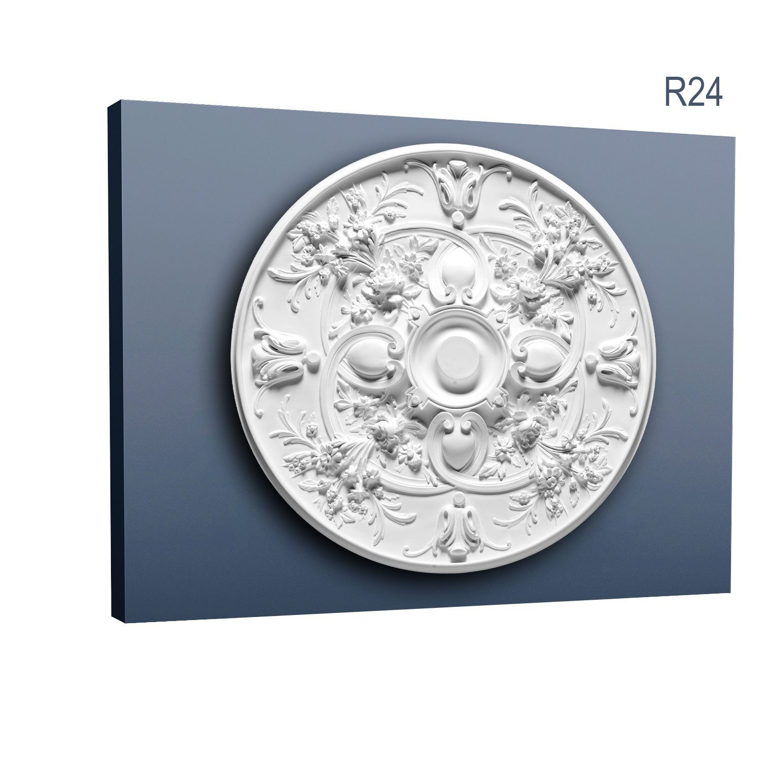 Orac Decor Decken-Rosette R24 (Rosette, 1 St., Deckenrosette, Medallion, Stuckrosette, Deckenelement, Zierelement, Durchmesser 79 cm), weiß, vorgrundiert, Stil: Jugendstil