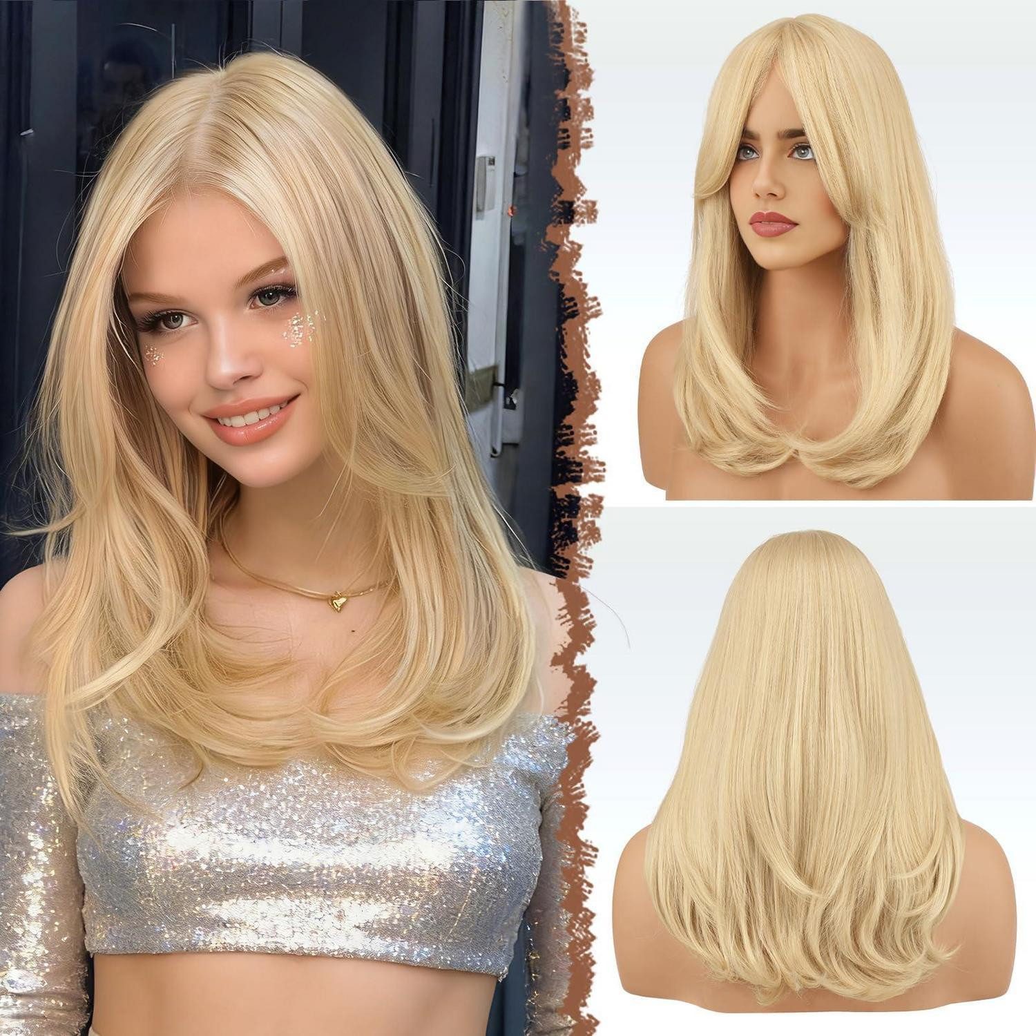 LuxusKollektion Kunsthaarperücke Perücke Pony 45cm Blond Kunsthaar Party Cosplay Standard Blond
