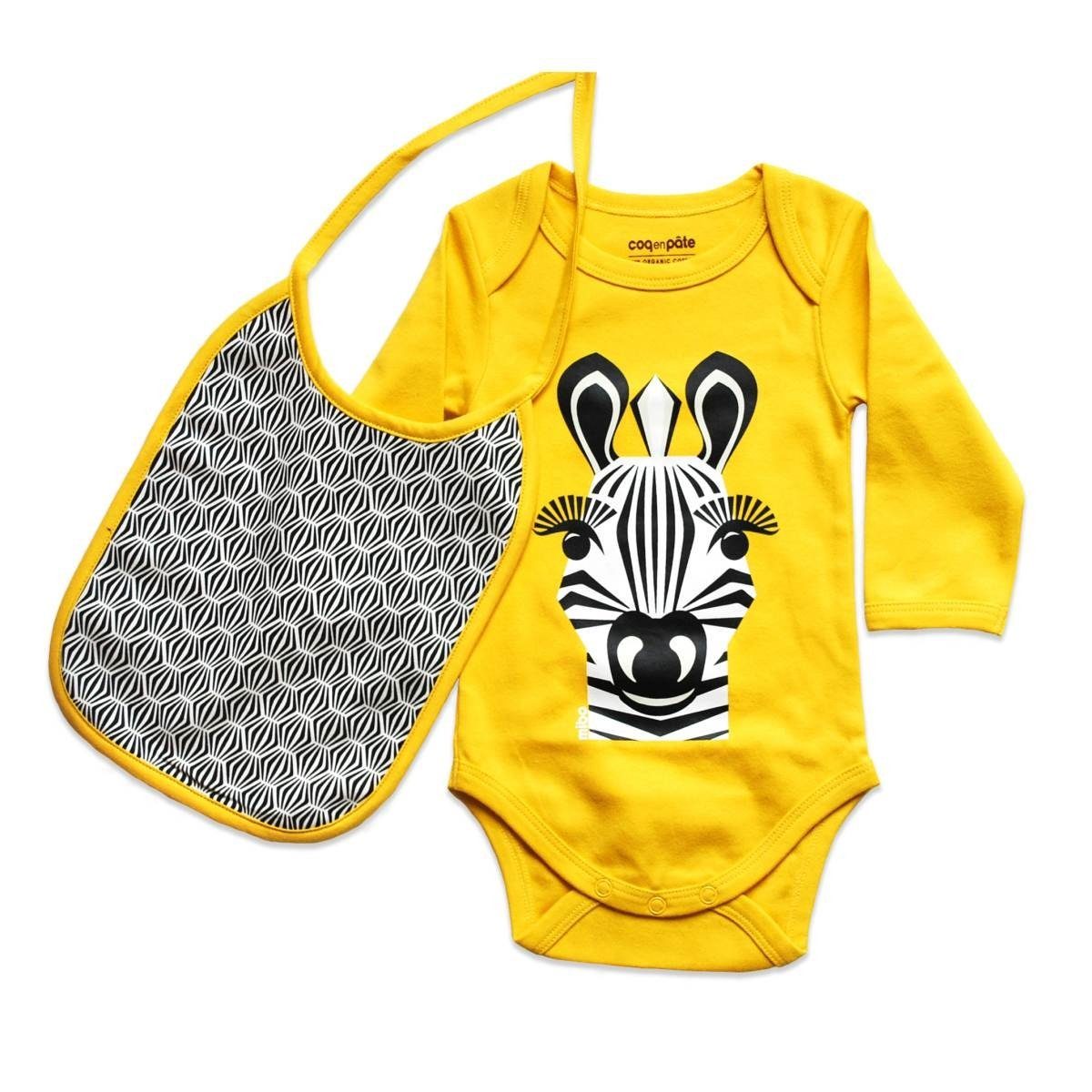 COQ EN PATE Langarmbody Body 9-12 langarm farbenfroh 74 Monate Latz cm - Gelb + mit Zebra Tiermotiven