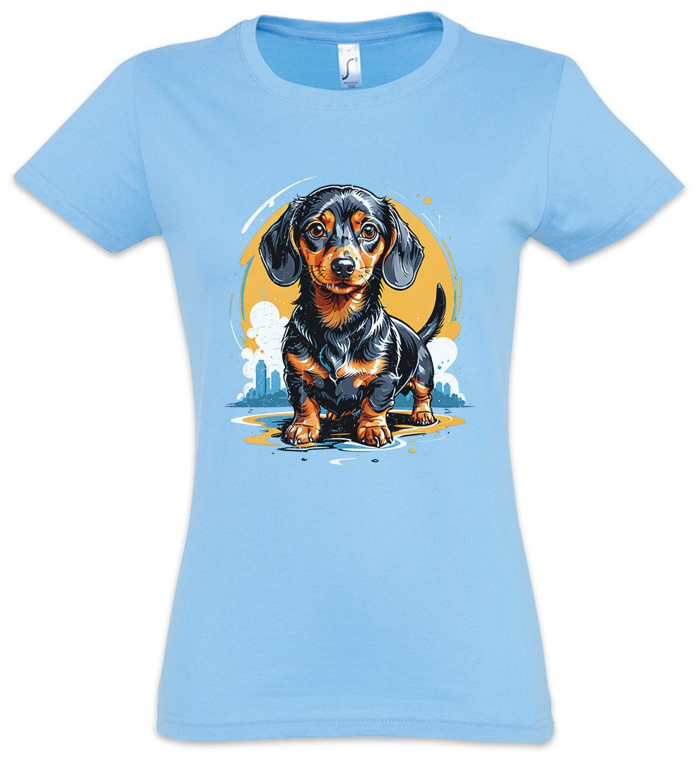 Urban Backwoods Print-Shirt Sweet Dackel Art Damen T-Shirt Dachshund Teckel Hund Dog Kurzhaar (1-tlg) Breed Pet Rasse Züchter