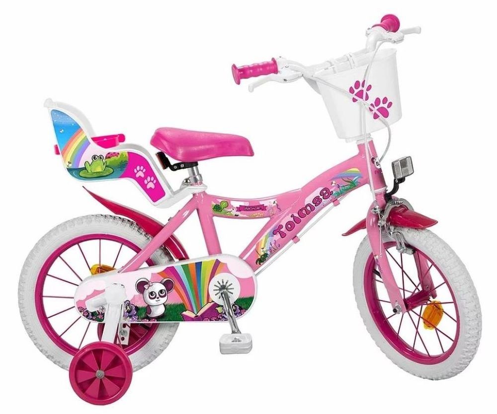 Toimsa Bikes Kinderfahrrad 16 Zoll Kinder Mädchen Fahrrad Kinderfahrrad Pink Rad Bike Fantasy, 1 Gang, Puppensitz, Korb, Stützräder