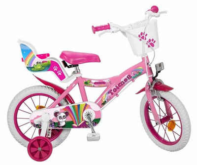Toimsa Bikes Kinderfahrrad 12 Zoll Kinder Mädchen Fahrrad Kinderfahrrad Pink Rad Bike Fantasy, 1 Gang, Puppensitz, Korb, Stützräder