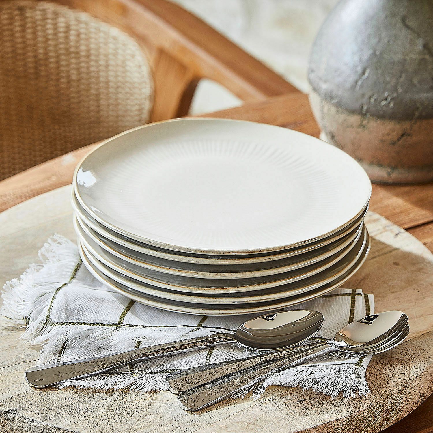 Mirabeau Geschirr-Set Dessertteller 6er Set Périers beige, Steinzeug