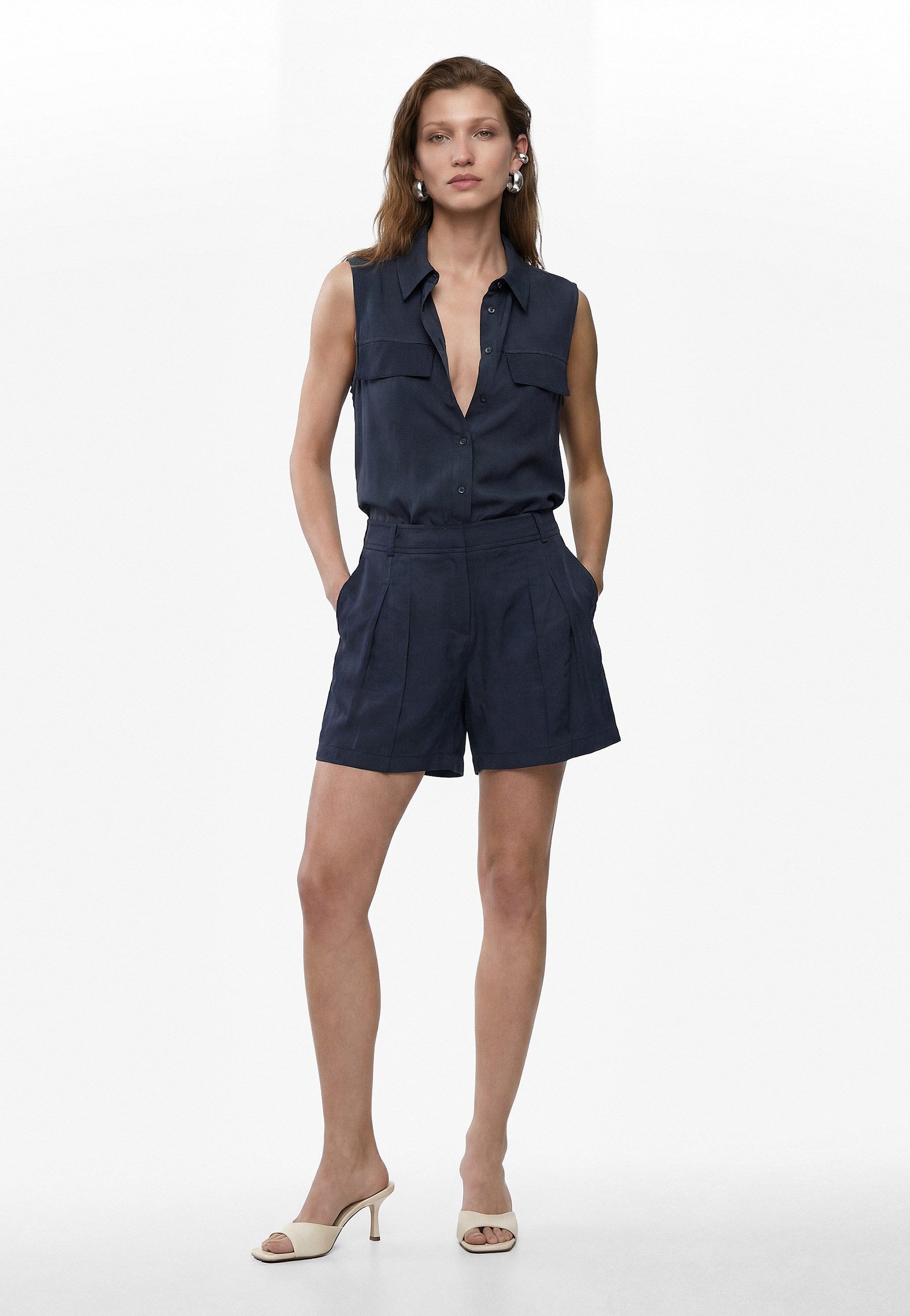 Koton Hemdbluse Koton Viskose-Cupro Ärmellose Bluse