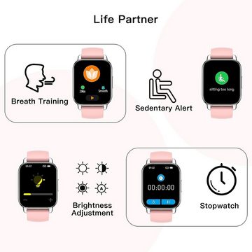 Popglory Smartwatch (1,85 Zoll, Android iOS), Herren Touch-Farbdisplay mit Bluetooth Anrufe Fitnessuhr mit SpO2 Uhr