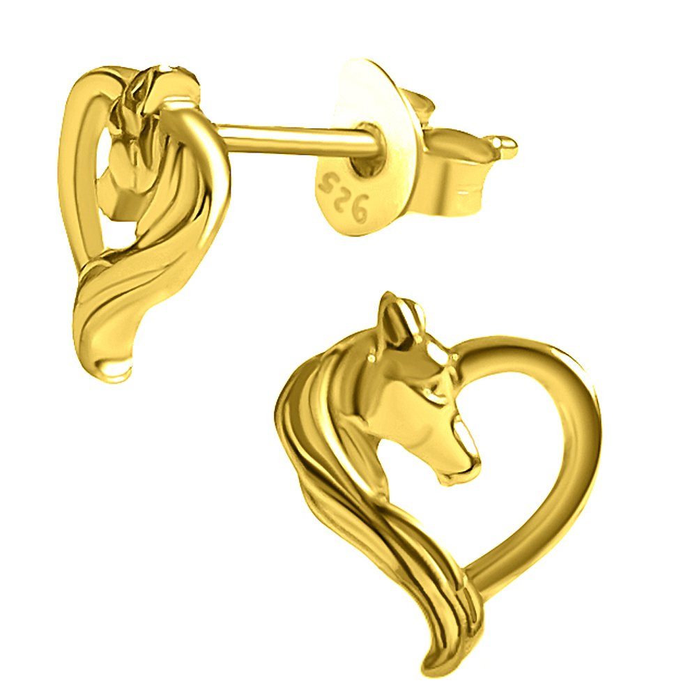 Geschenkdose), 925 gold Sterling Limana Damen Geschenkidee Tag Mädchen Silber jeden Herz Liebe Ohrringe (ink. Ohrstecker Kinder Paar Pferde für