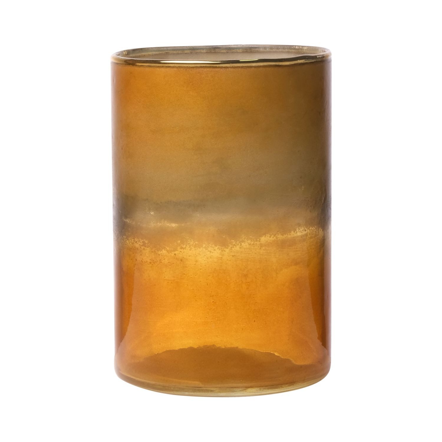 INNA-Glas Kerzenhalter Maxi Teelichtglas Rigoberto, Oben Gold, orange-brau