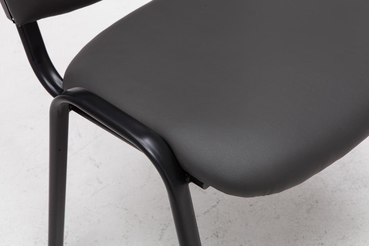 TPFLiving Besucherstuhl Keen mit - - schwarz Kunstleder - grau Gestell: - (Besprechungsstuhl Sitzfläche: hochwertiger Warteraumstuhl Polsterung Konferenzstuhl Metall matt Messestuhl)
