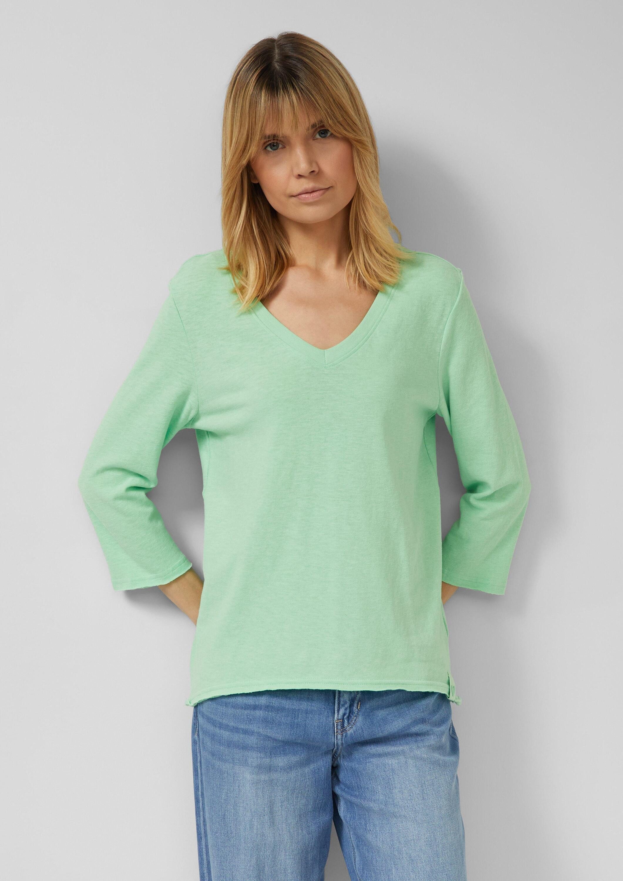 s.Oliver 3/4-Arm-Shirt T-Shirt Jersey-T-Shirt mit Flammgarnstruktur und ger günstig online kaufen