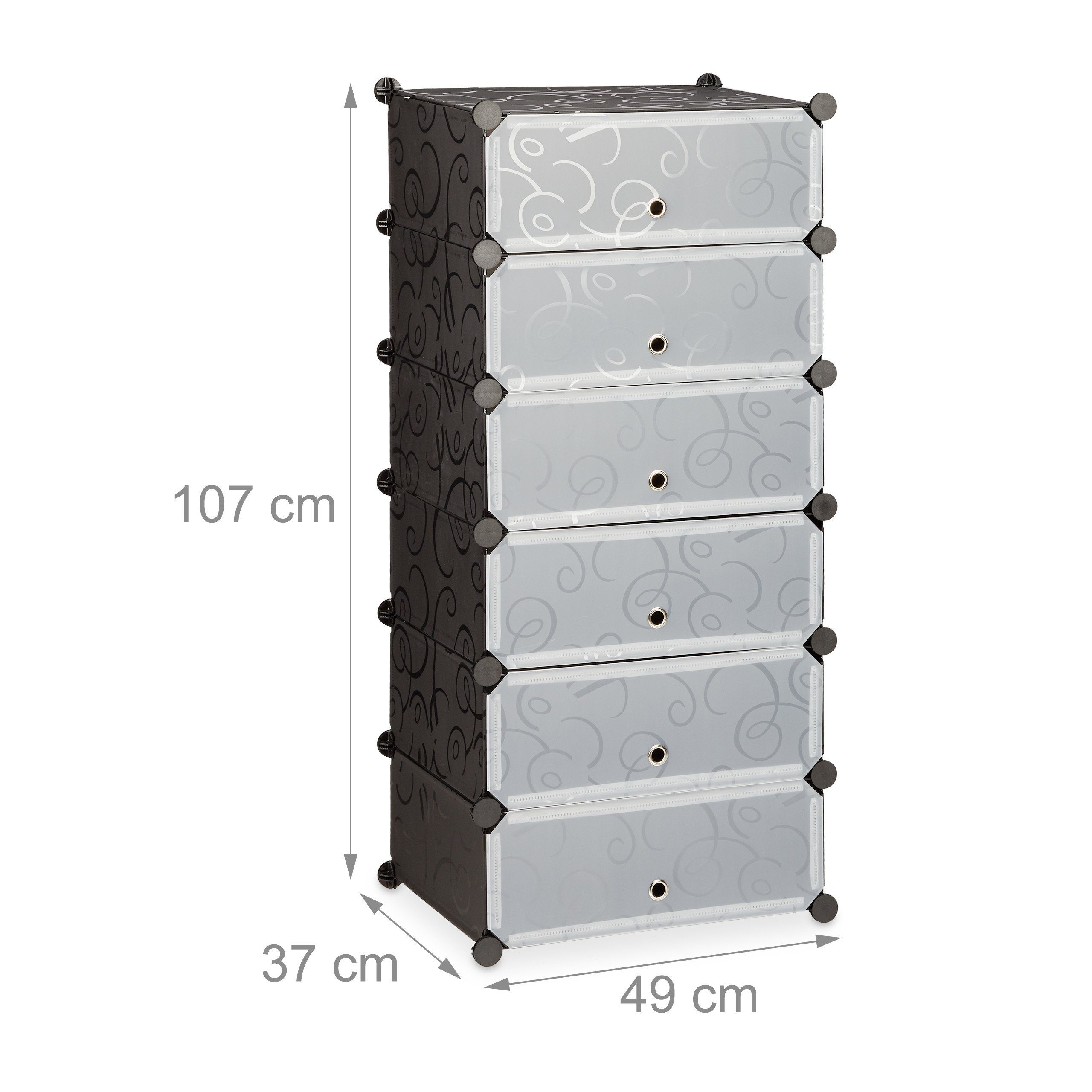 relaxdays Schuhschrank mit 6 Fäch schwarz