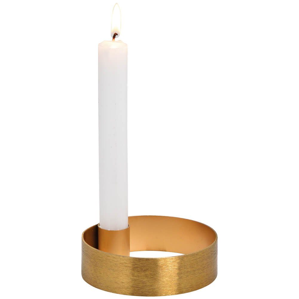 matches21 HOME & HOBBY Kerzenhalter Kerzenhalter Ring für 1 Stabkerze gold Metall Ø 10 cm