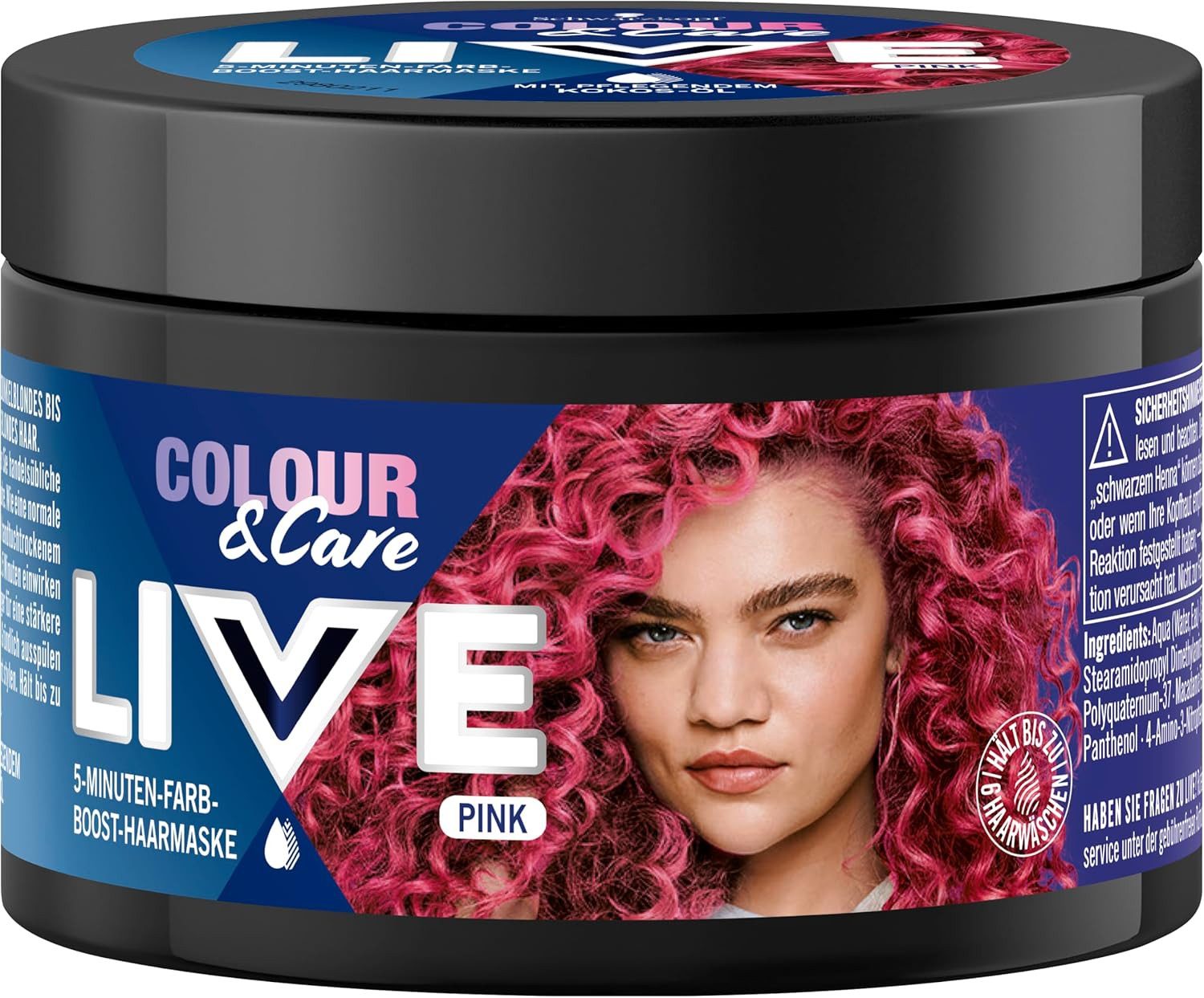 Schwarzkopf Haarmaske 1x Schwarzkopf Live Colour and Care Haarmaske Pink 150ml, 1-tlg., temporäre Haarfarbe für Farb-Boost & intensive Pflege in nur 5 Minuten