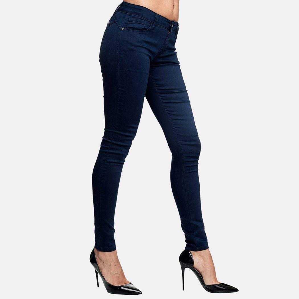 Elara Slim-fit-Jeans Elara Damen Push Hose Up Stretch Dunkelblau Jeans (1-tlg)