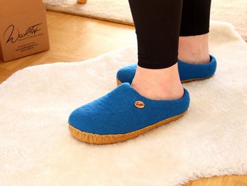 WoolFit Barfuß-Hausschuhe Footprint mit Naturgummisohle Hausschuh