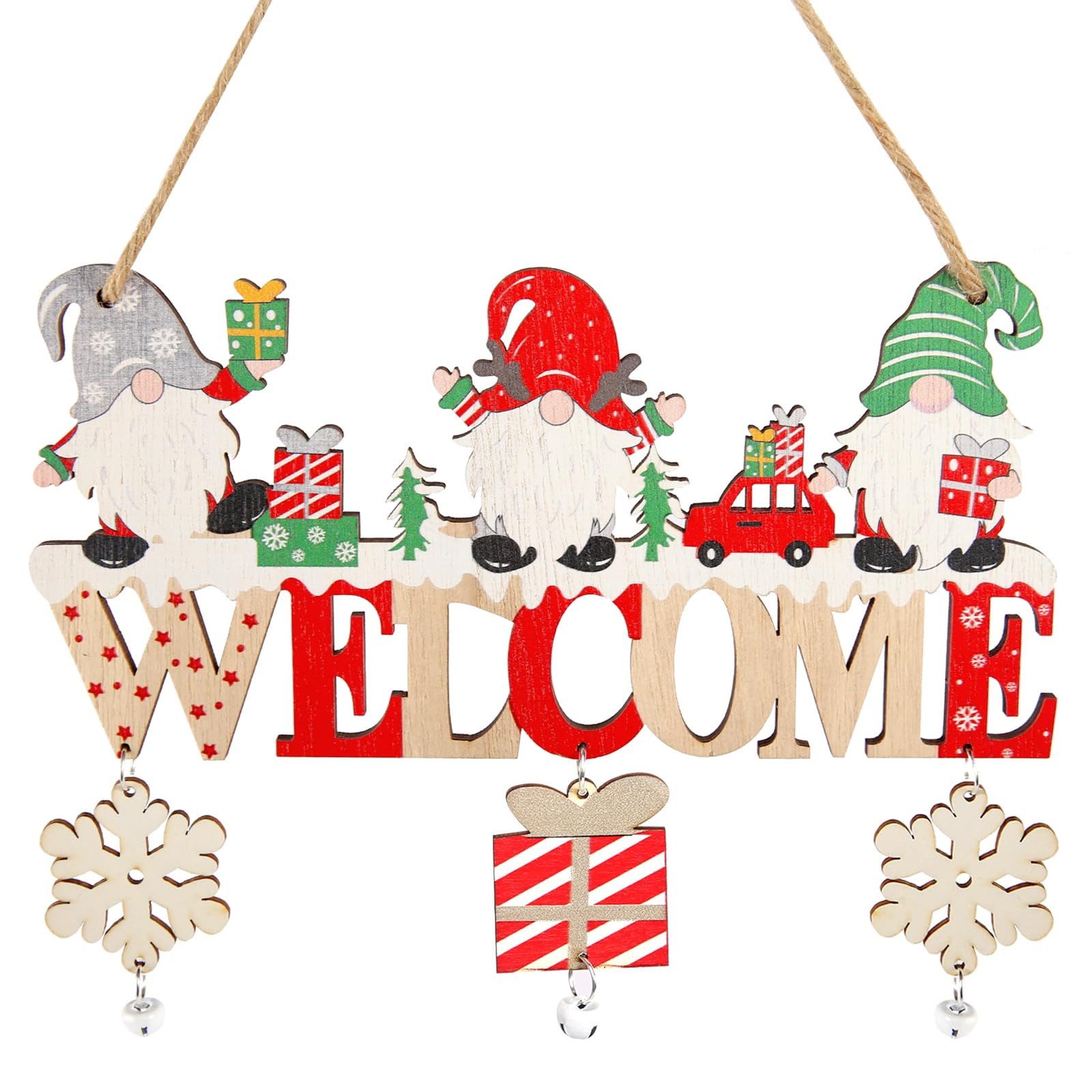 FOUORTUNATE-BEE Weihnachtsmann Weihnachtliche Türdekoration für den Eingangsbereich, Hängendes Winter-Türschild für Eingang und Haustür