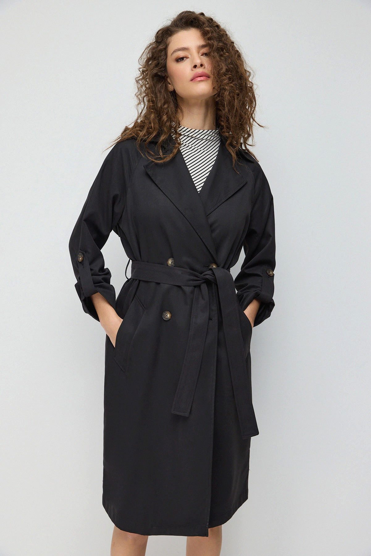 No Matter What Trenchcoat Langer Trenchcoat mit Gürtel günstig online kaufen