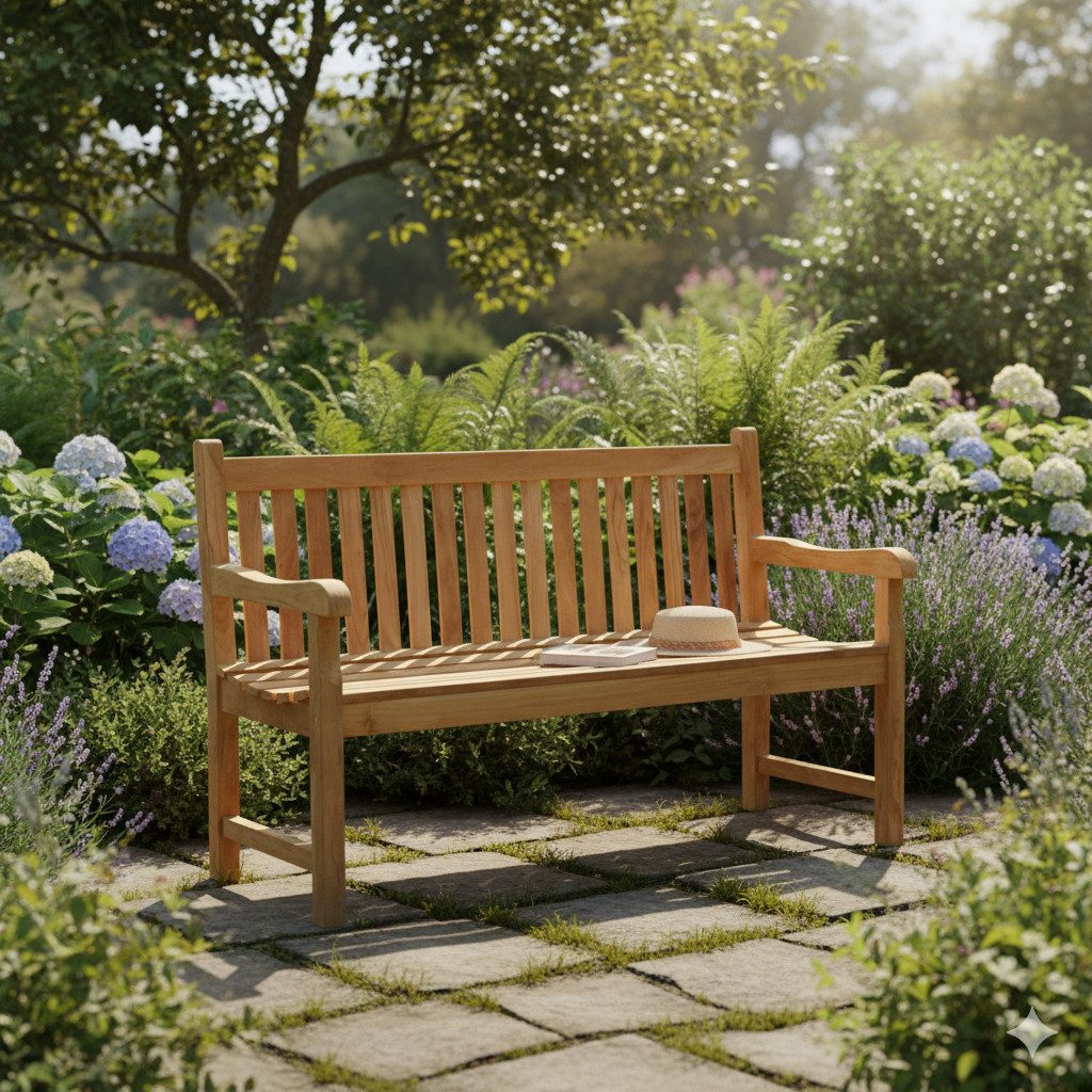 Garden Pleasure Gartenbank Teak Gartenbank Timberly 150 cm 3-sitzig mit Armlehne