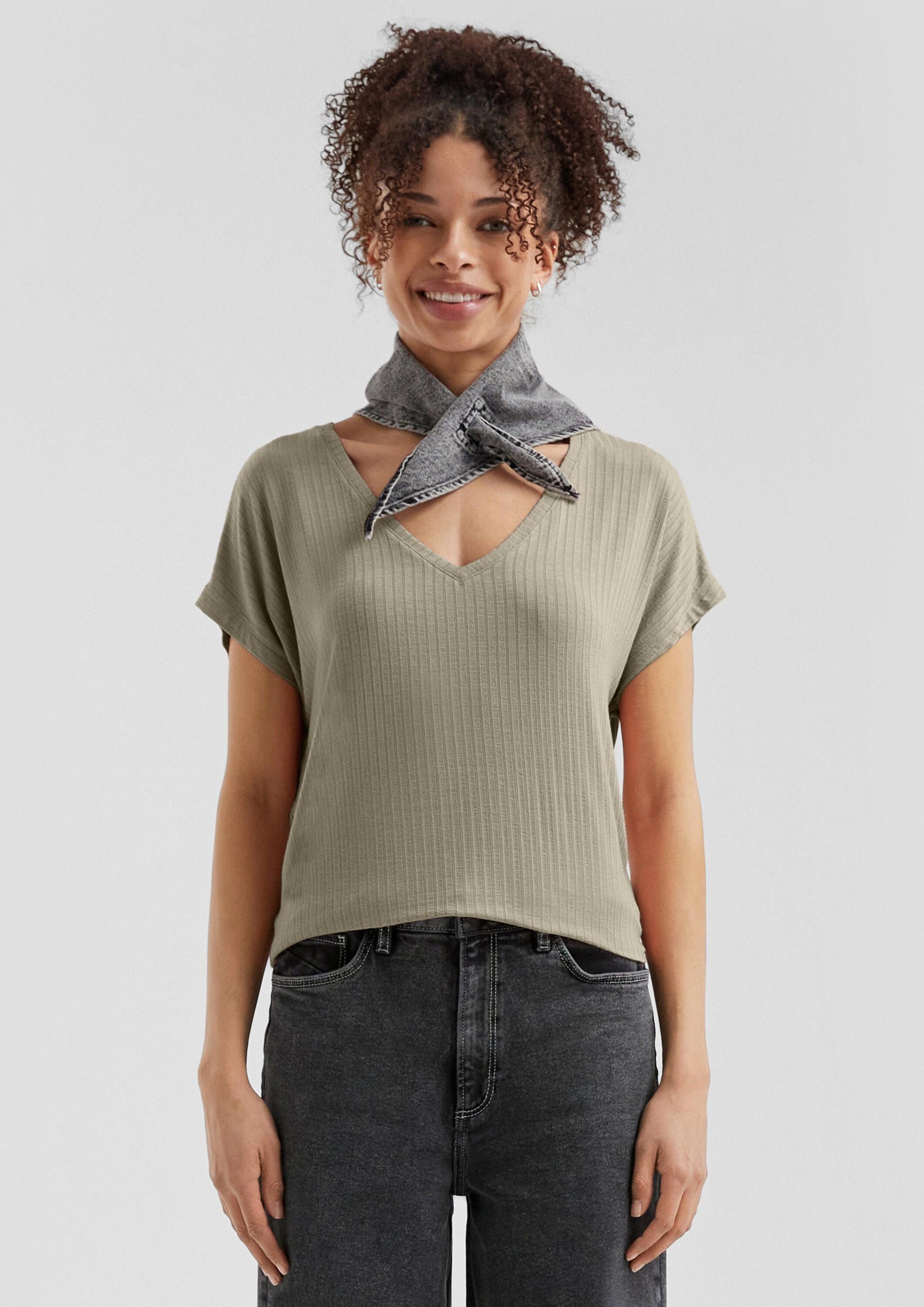 QS Kurzarmshirt T-Shirt Fließendes Oversize-Shirt mit günstig online kaufen