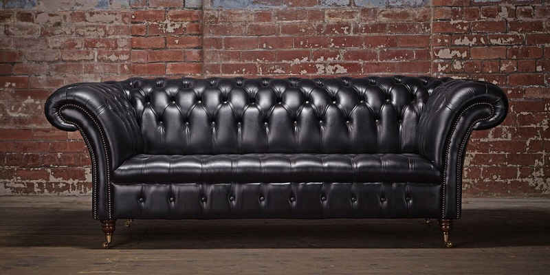 JVmoebel Chesterfield-Sofa Chesterfield Polster Sofa Couch Designer Couchen 100% Leder Sofort, Made in Europe