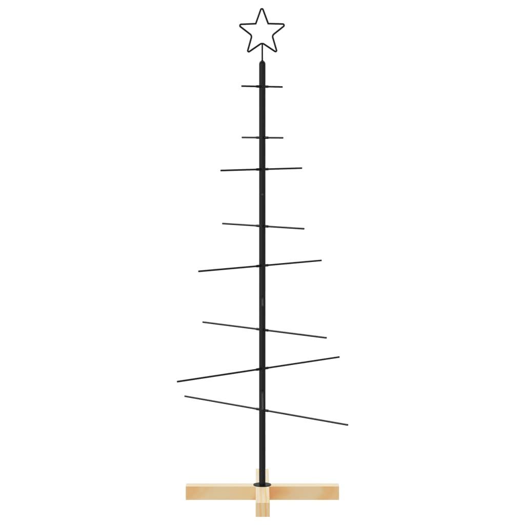 vidaXL Künstlicher Weihnachtsbaum Weihnachtsbaum Metall mit Holzständer Schwarz 120 cm