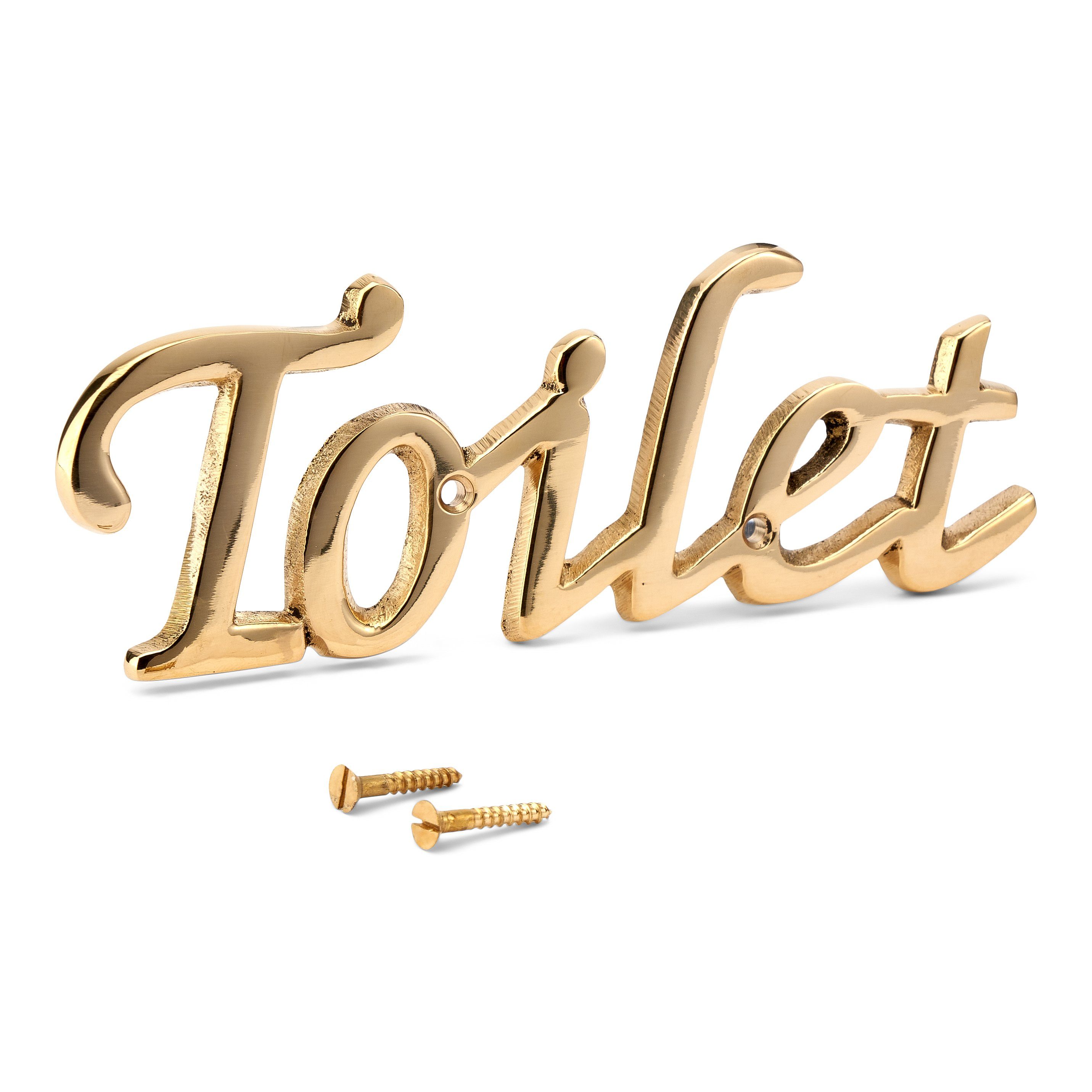 NKlaus Wanddekoobjekt Türschild Toilet aus Messing gold Toilettenschild 15x5cm WC Dekoration (Messing Maritim Türschild)