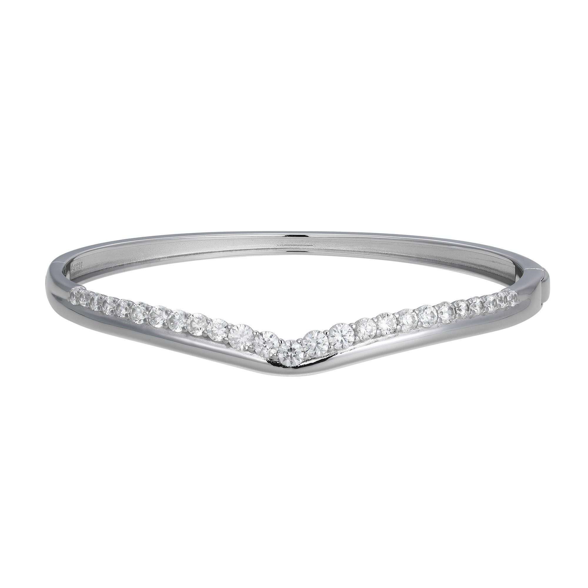 Silberarmband Cavill Zirkonarmreif 925er Silber, 2,77 ct Rundschliff, V-Form