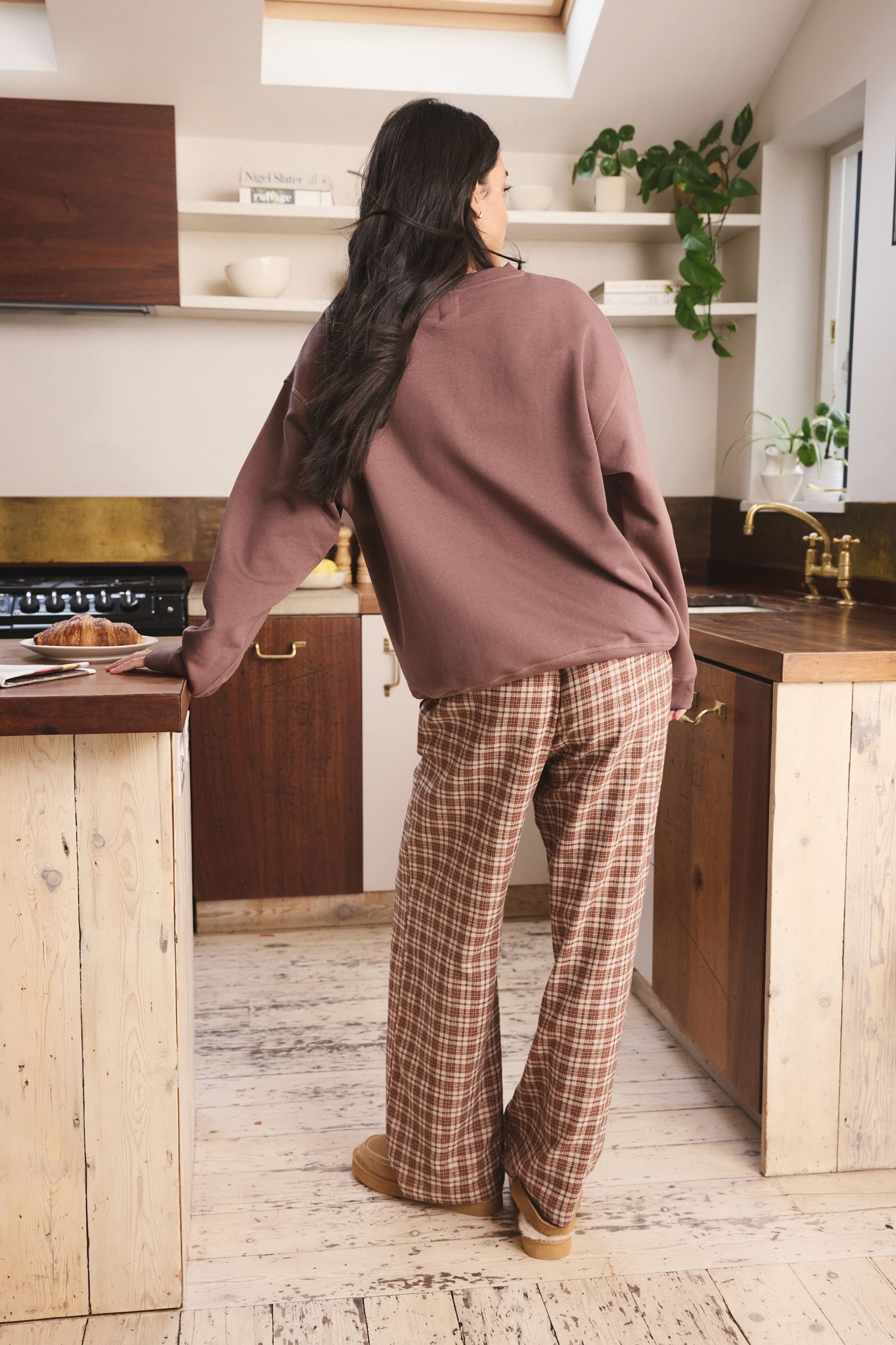Next Pyjama Schlafanzug aus Flanell mit Sweatshirt (2 tlg) günstig online kaufen
