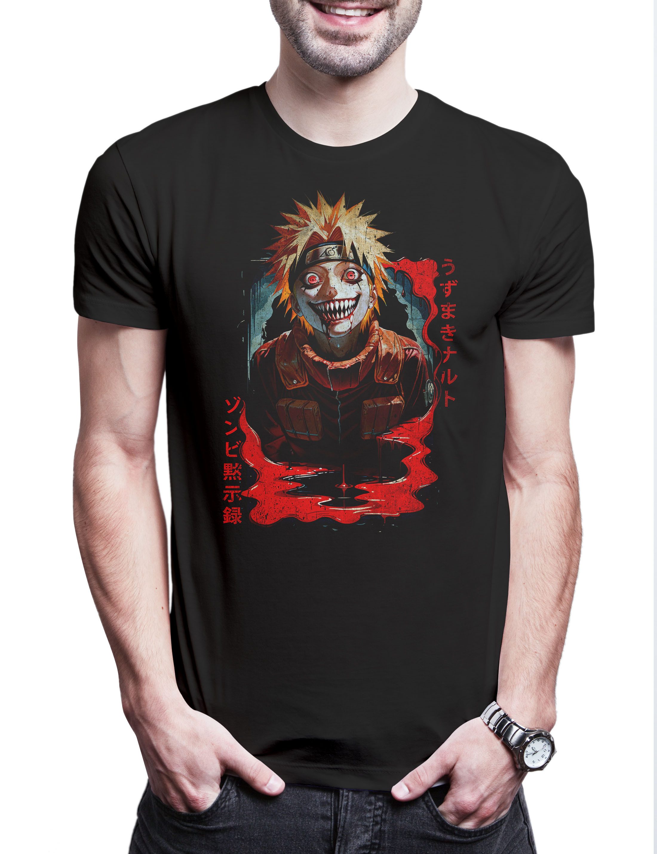 Print-Shirt Shinobi Horror Herren T-Shirt Ninja System Anime Naruto Horror