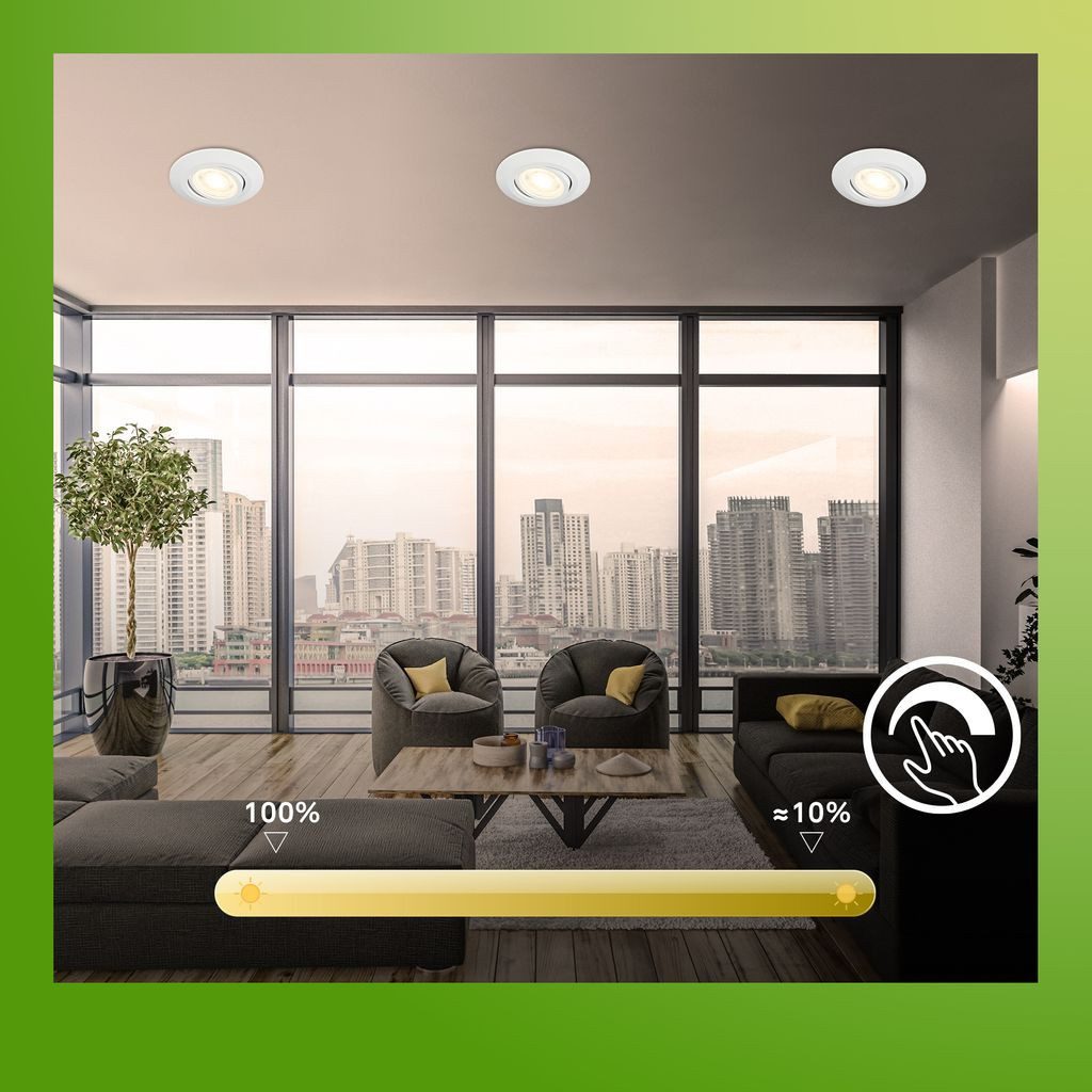 Briloner Leuchten LED Einbaustrahler 7587036, Dimmfunktion, LED fest integriert, 2700K - Extra-Warmweiß, LED Einbauleuchten 90x24mm Weiß je 4,9W Decke Wohnzimmer Schlafzimmer