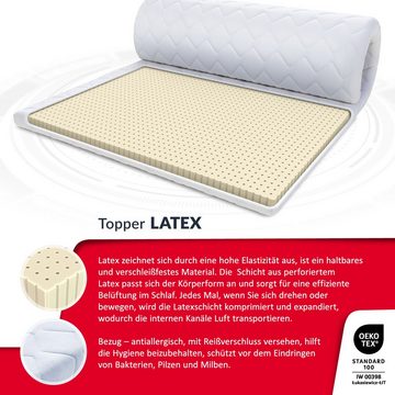 Topper LATEX MAX 90x200, 140x200, 180x200 cm & weitere Größen, FDM, 4 cm hoch, (komfortable, Matratzentopper), mit Reißverschluss, beidseitig nutzbar