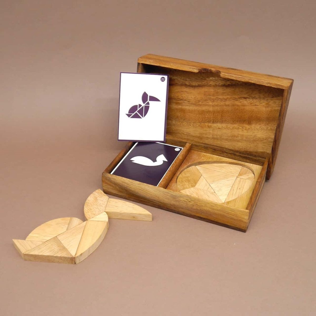 ROMBOL Denkspiele Spiel Varianten des Tangram für 2 Personen aus Holz, Legespiel, Holzspiel