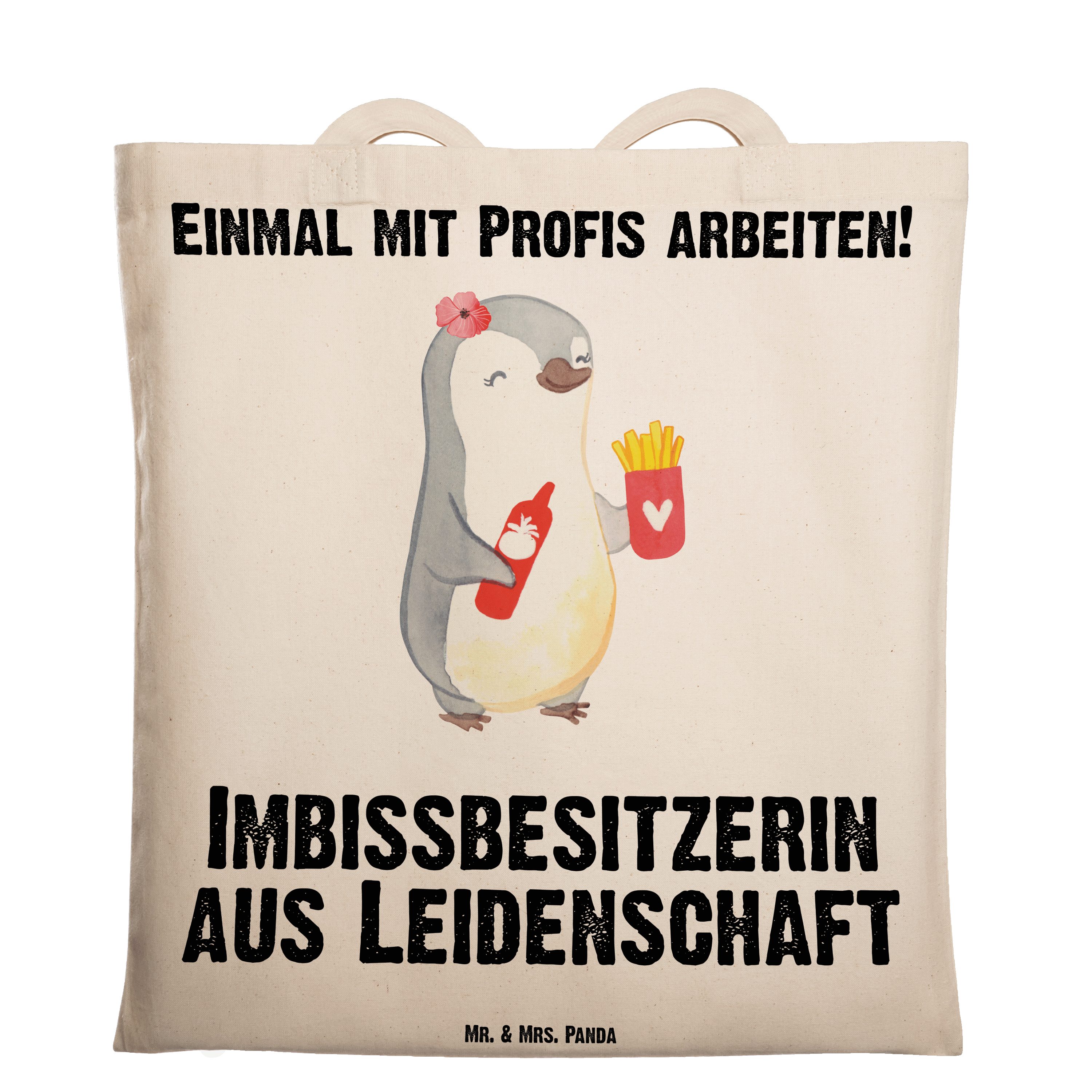 Mr. & Mrs. Panda Tragetasche Imbissbesitzerin aus Leidenschaft - Transparent - Geschenk, Stoffbeut (1-tlg)