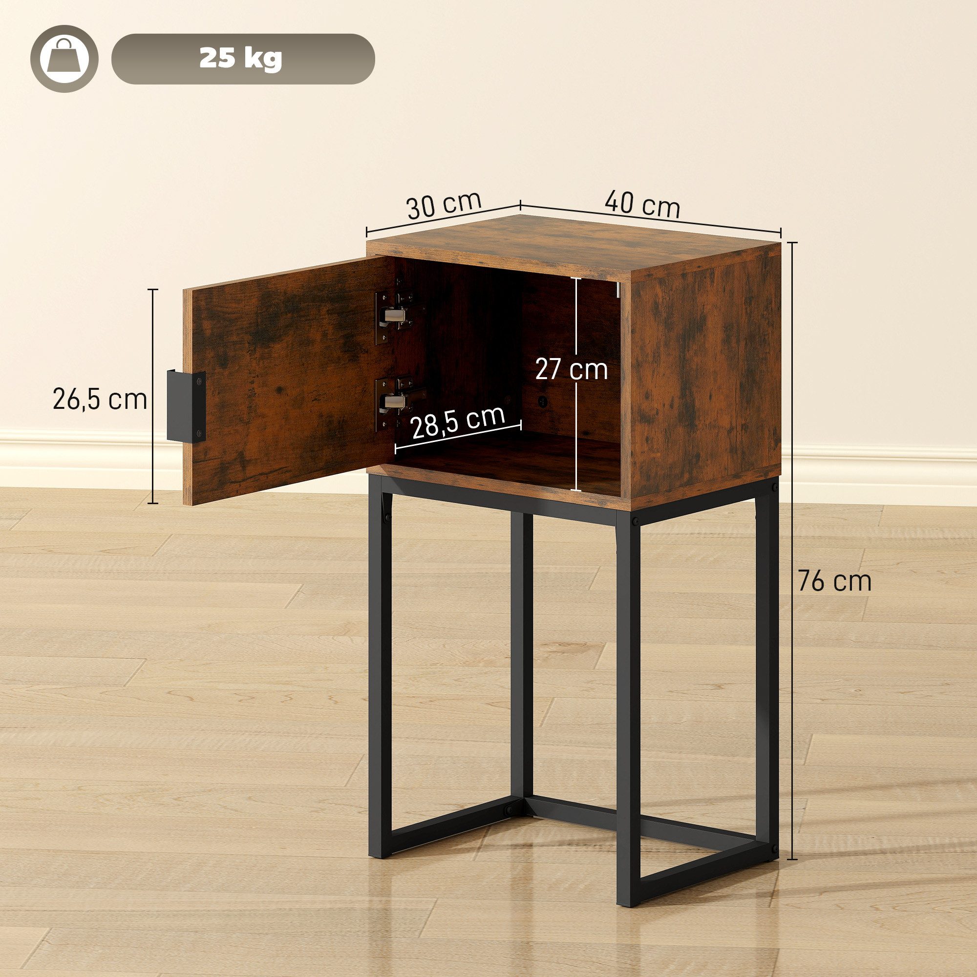 HOMCOM Konsolentisch Flurtisch mit Schrank, Beistelltisch im Modern-Design (Beistelltisch, 1-St., Flurtisch), für Kleinen Raum, Eingang, Flur, Wohnzimmer Rustikal-Braun