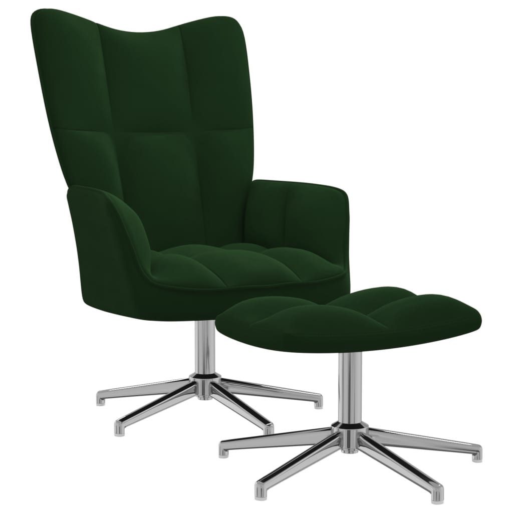 vidaXL Sessel Drehsessel Drehstuhl Relaxsessel Sessel Bürostuhl mit Hocker Dunkelgrü