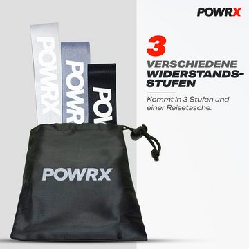 POWRX Kraftbänder, Hellgrau (Leicht) + Grau (Mittel) + Schwarz (Stark) Gymnastikpolyester