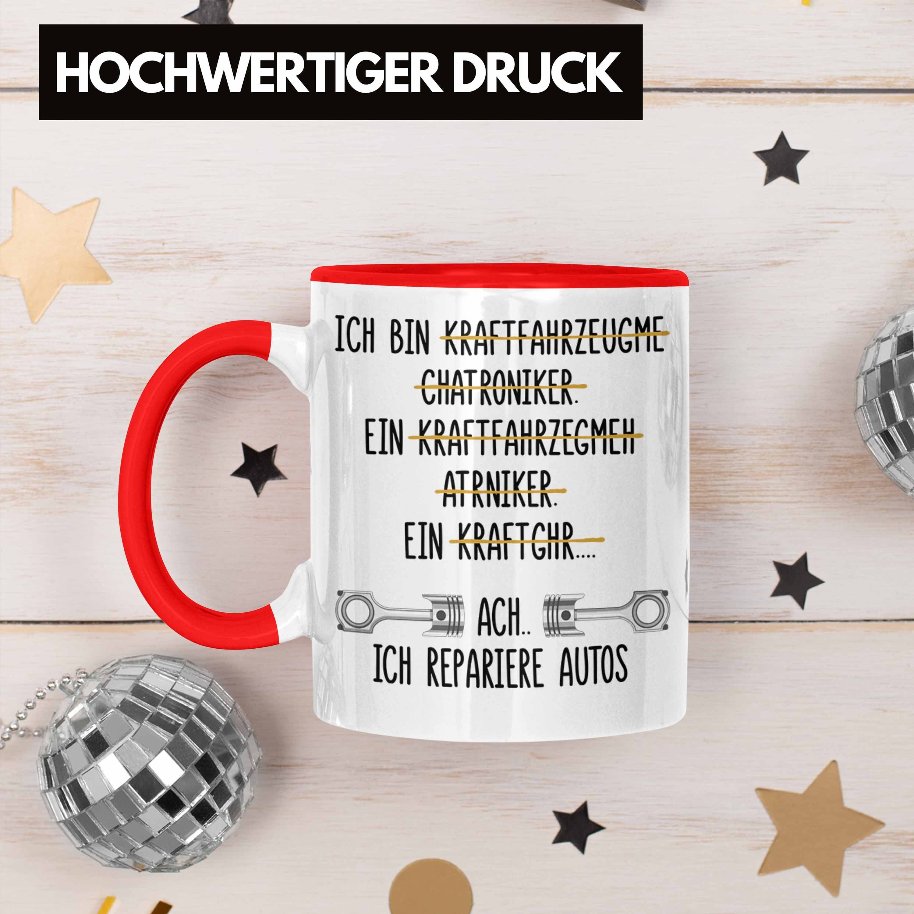 Trendation Tasse Werkstatt Automechaniker Rot Kaffeetasse Tasse Lustig Spruch Trendation Mechaniker Geschenkidee Geschenk KFZ - mit für