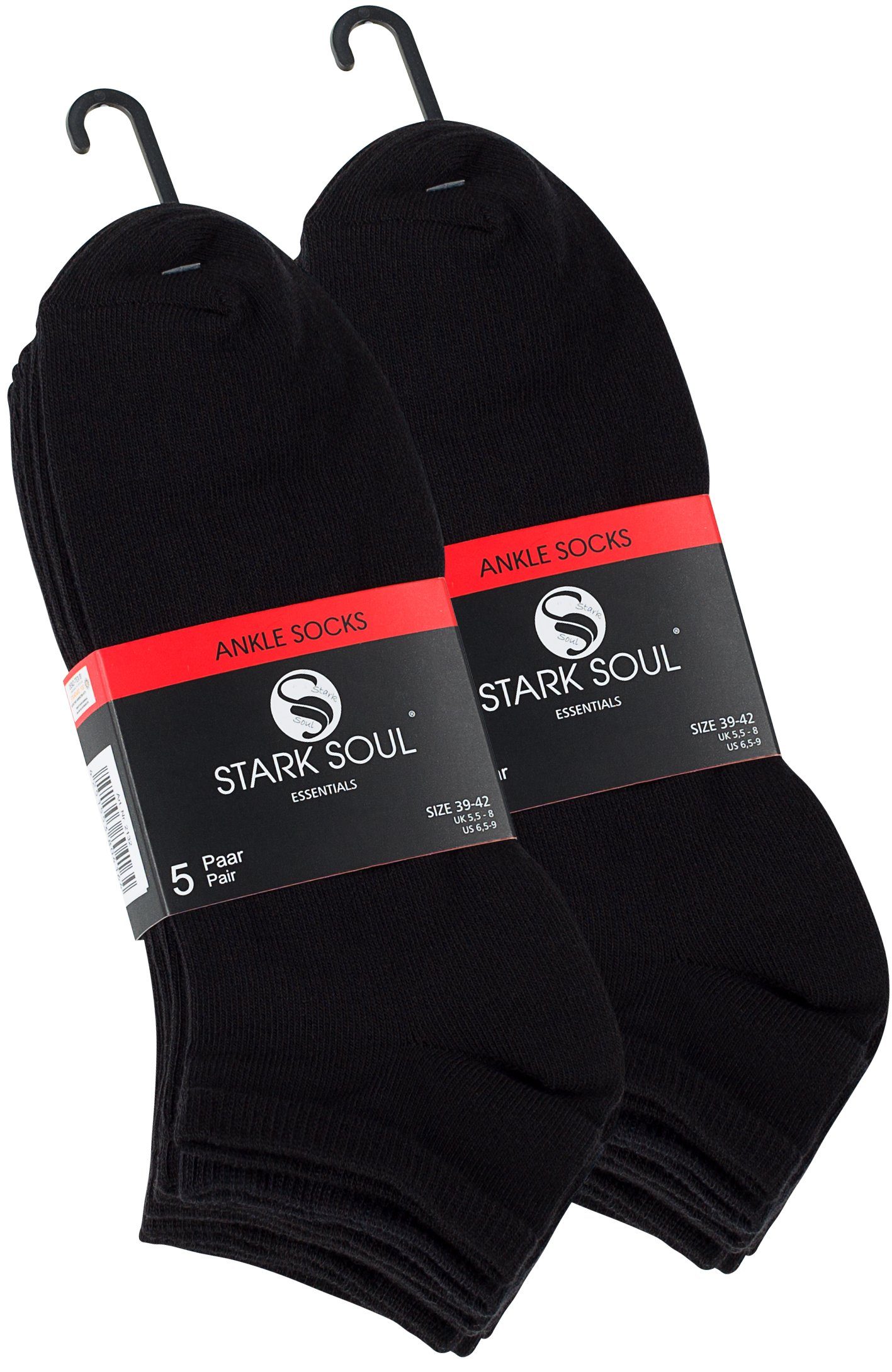 (10-Paar) Sneakersocken Soul® in 10 Paar schwarz Stark angenehmer Baumwollqualität