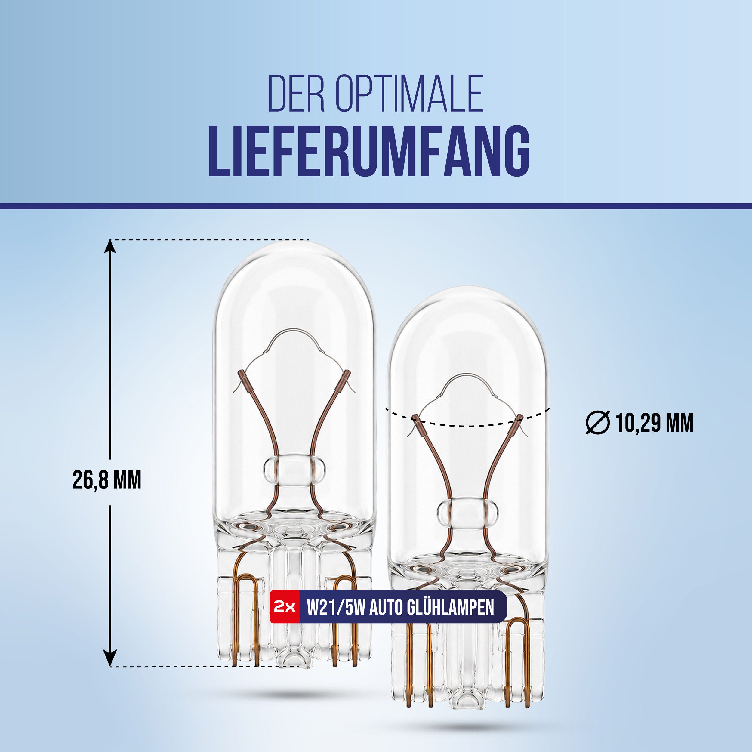 alca KFZ-Ersatzleuchte W21/5W 12V 21W W3x16q Brems-/Rücklichtlampen, transparent (2er Set), 2 St.