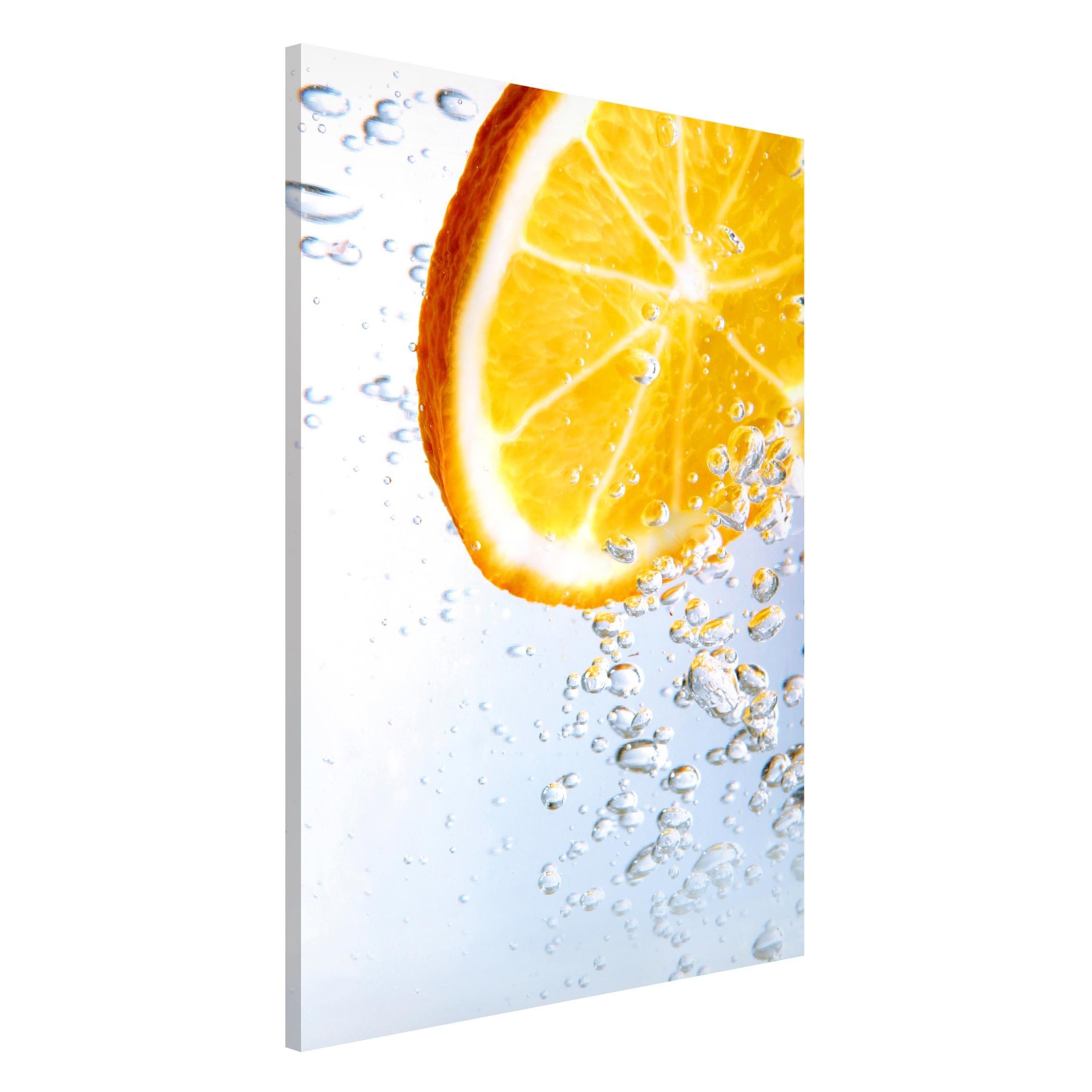 Bilderdepot24 Magnettafel Küche deko Splash Orange, (1-tlg., Magnetboard Pinnwand für die Wand - metallische Tafel für Magnete), Magnetwand groß mit Motiv modern Memoboard magnetisch Hochformat