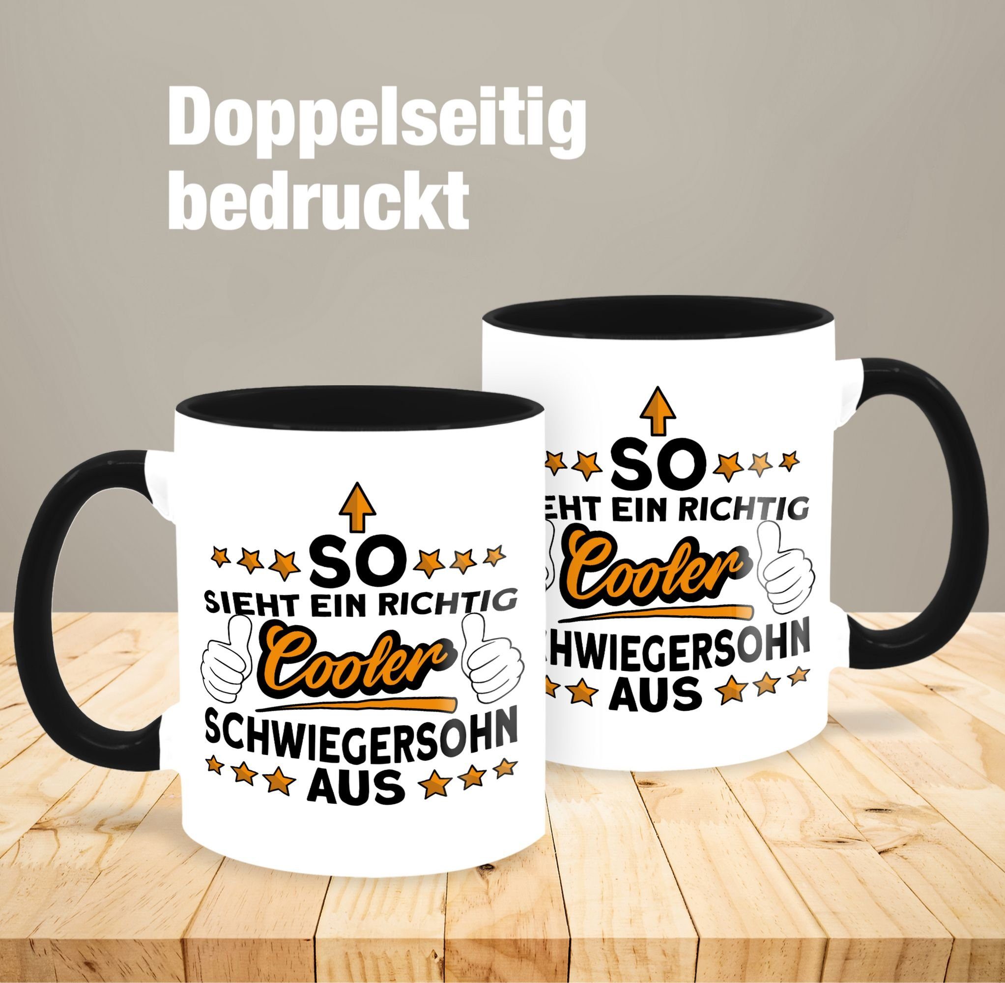 Schwiegersohn cooler Statement sieht Shirtracer Sprüche Geschenk, Schwiegersohn Schwarz Keramik, Tasse aus ein richtig - 1 So