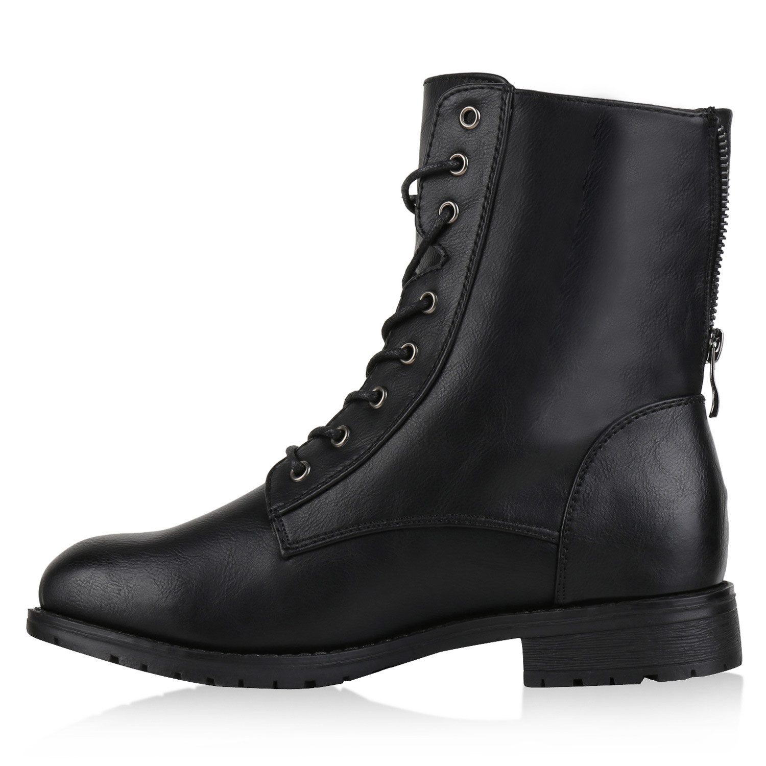 VAN HILL 812022 Schnürstiefelette Damen Schnürstiefeletten Profil Sohle Stiefeletten Leder-Optik
