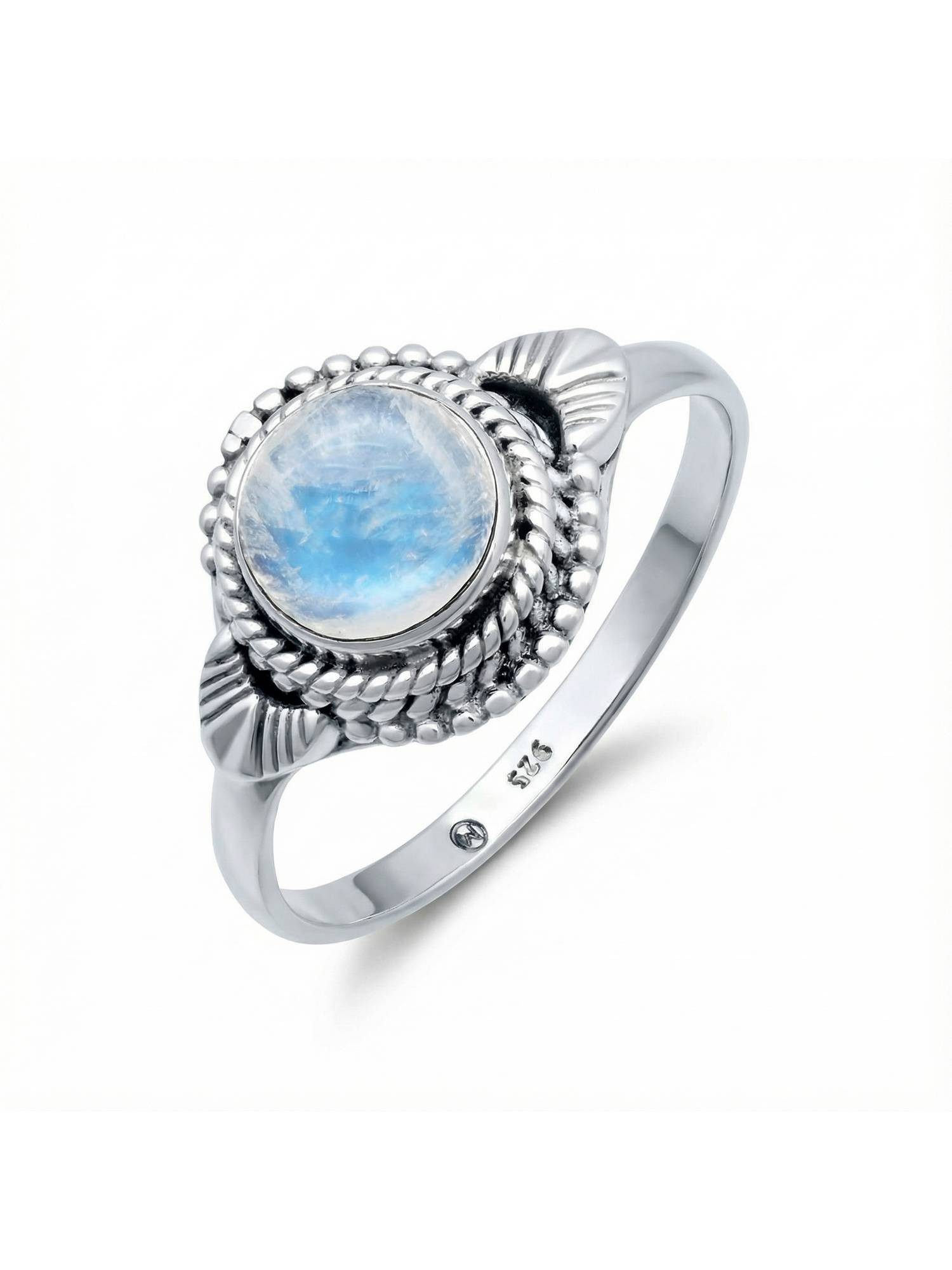 Silberring MANAIA aus 925 Silber mit Regenbogen Mondstein