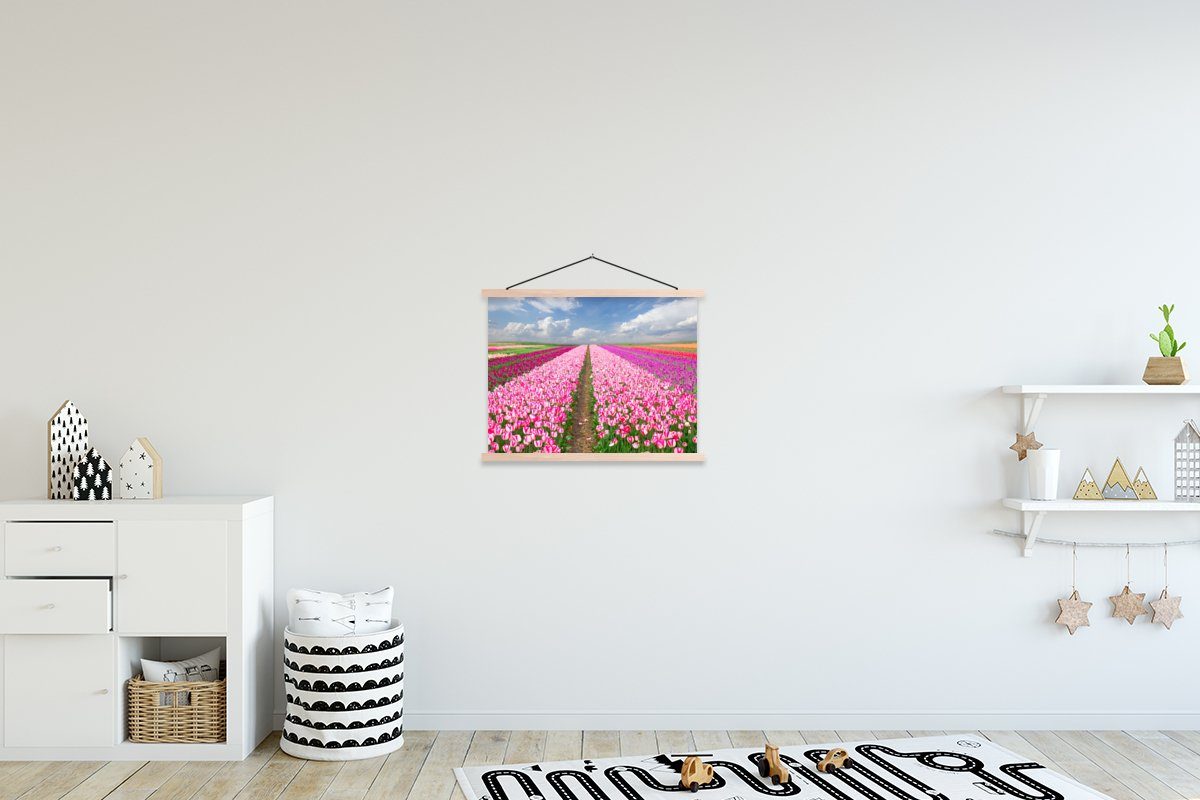 MuchoWow Poster Tulpen Bilderleiste, (1 Sonne - Wohnzimmer, Magnetisch Posterleiste, - St), Textilposter Frühling, für